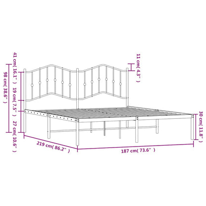 vidaXL Metal Bed Frame without Mattress with Headboard White 183x213cm