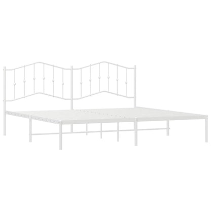 vidaXL Metal Bed Frame without Mattress with Headboard White 193x203cm