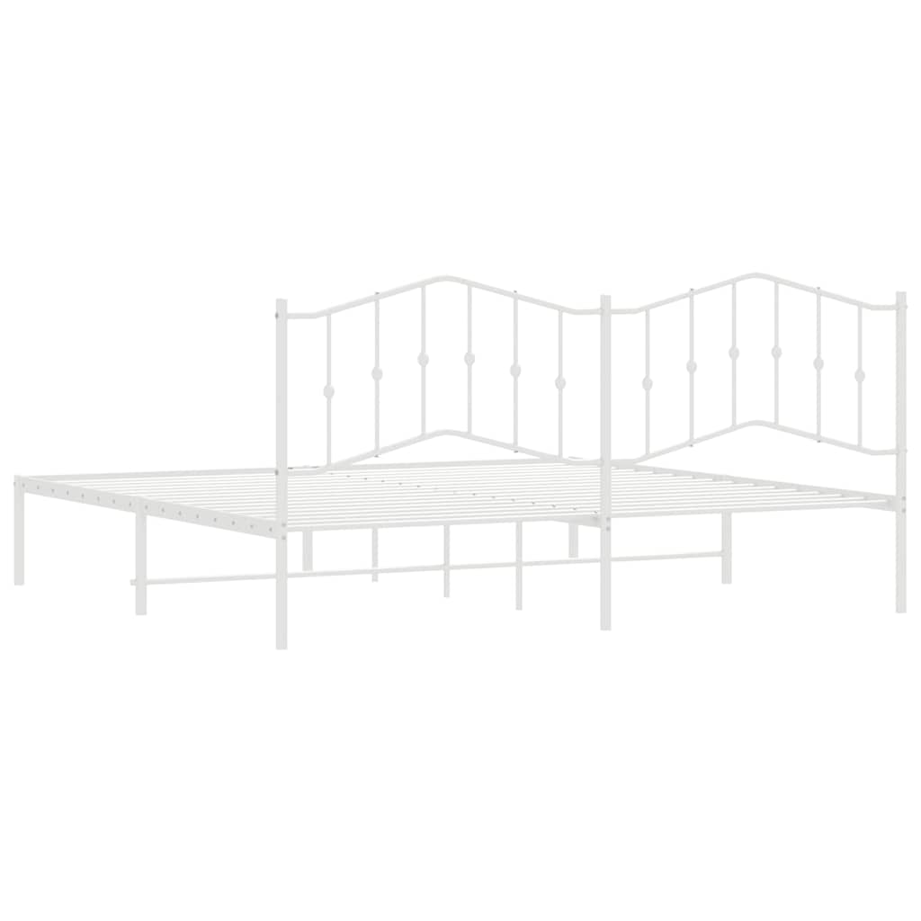 vidaXL Metal Bed Frame without Mattress with Headboard White 193x203cm