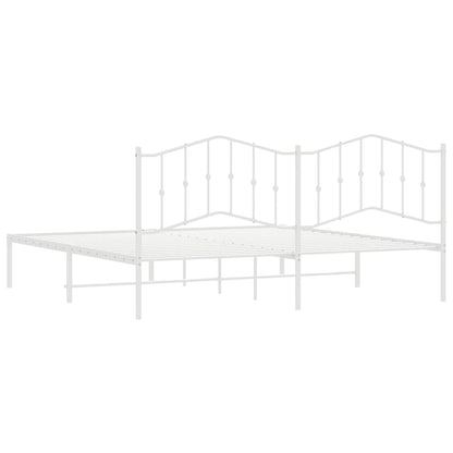 vidaXL Metal Bed Frame without Mattress with Headboard White 193x203cm