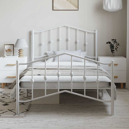 vidaXL Metal Bed Frame without Mattress with Footboard White 100x190cm