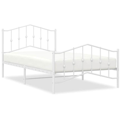 vidaXL Bed Frame | White | Powder-Coated Steel | Single | Bed Frame