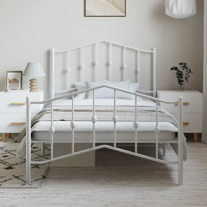 vidaXL Bed Frame | White | Powder-Coated Steel | Single | Bed Frame