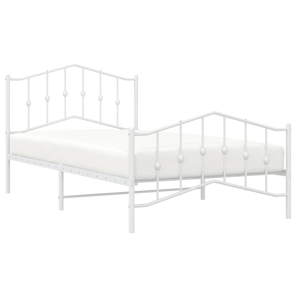 vidaXL Bed Frame | White | Powder-Coated Steel | Single | Bed Frame