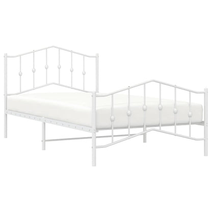 vidaXL Bed Frame | White | Powder-Coated Steel | Single | Bed Frame