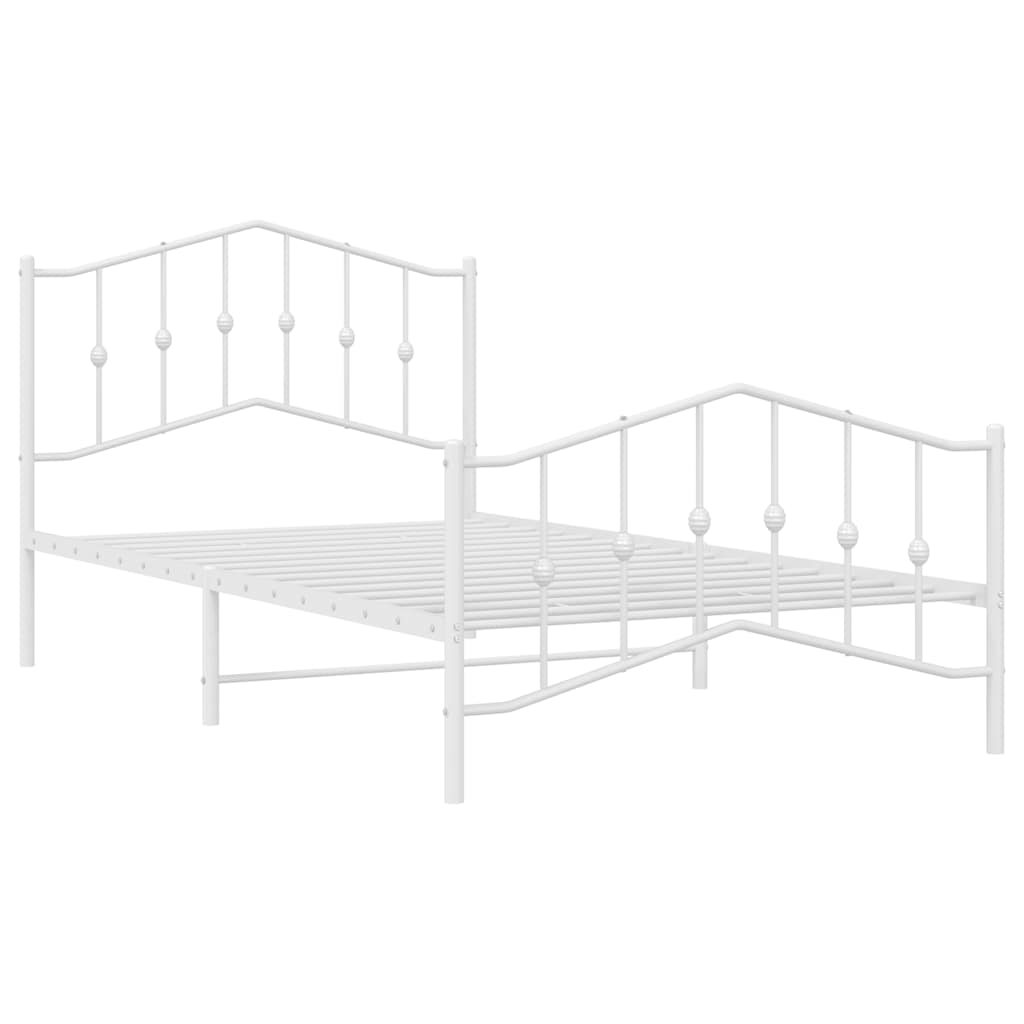 vidaXL Bed Frame | White | Powder-Coated Steel | Single | Bed Frame