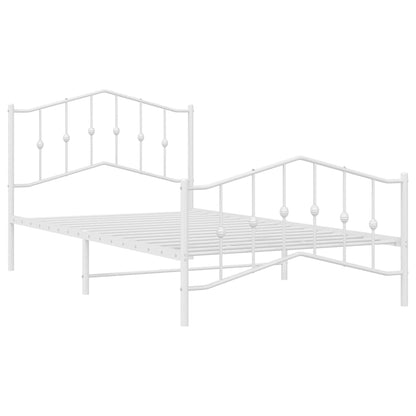 vidaXL Bed Frame | White | Powder-Coated Steel | Single | Bed Frame