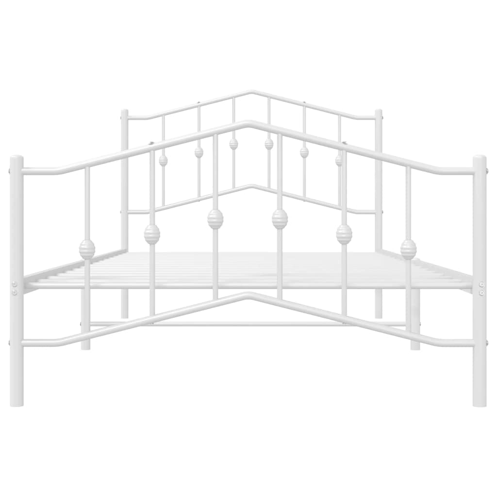 vidaXL Bed Frame | White | Powder-Coated Steel | Single | Bed Frame