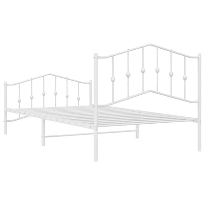 vidaXL Bed Frame | White | Powder-Coated Steel | Single | Bed Frame