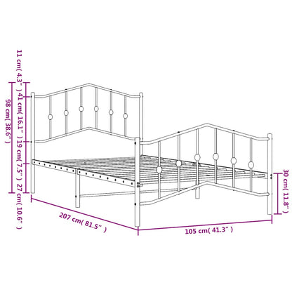 vidaXL Bed Frame | White | Powder-Coated Steel | Single | Bed Frame