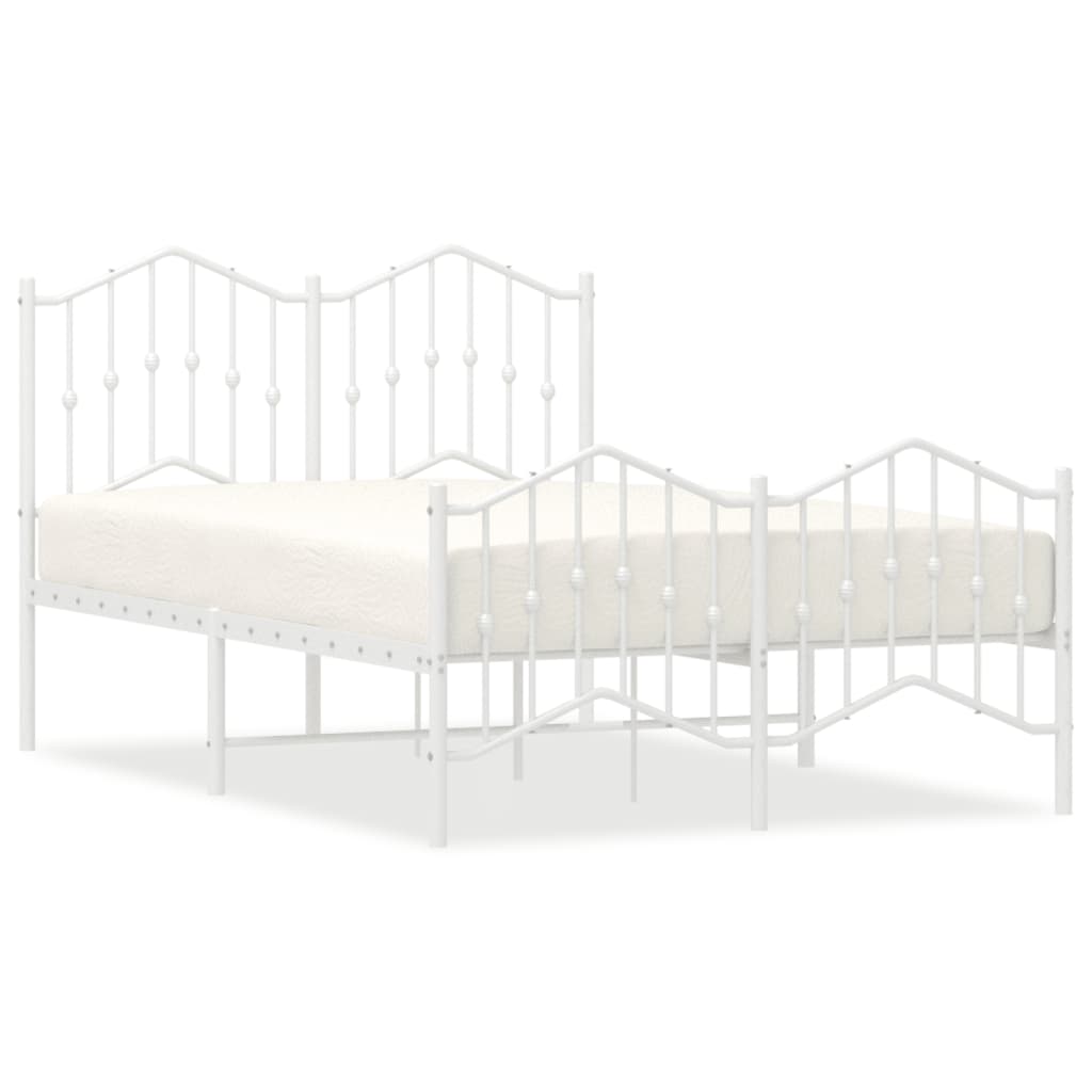 vidaXL Bed Frame | White | Powder-Coated Steel | Small Double | Bed Frame