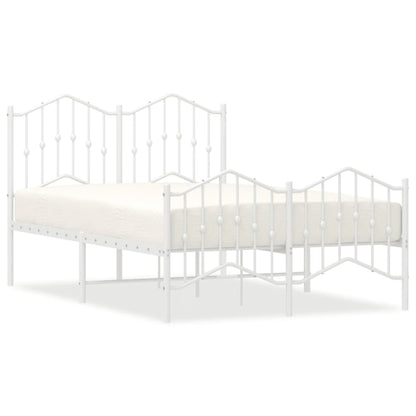 vidaXL Bed Frame | White | Powder-Coated Steel | Small Double | Bed Frame