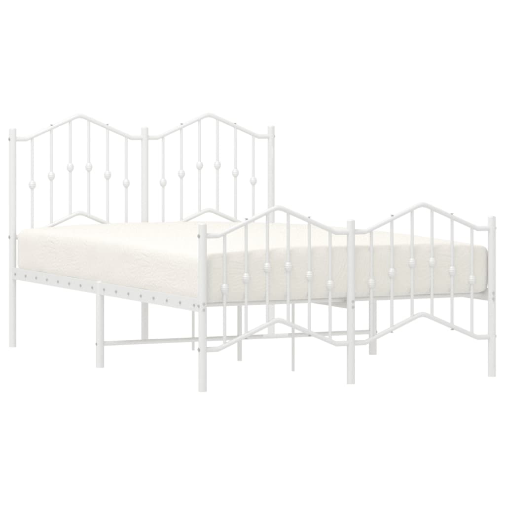 vidaXL Bed Frame | White | Powder-Coated Steel | Small Double | Bed Frame