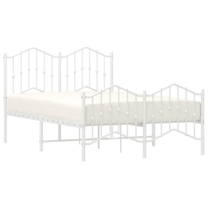 vidaXL Bed Frame | White | Powder-Coated Steel | Small Double | Bed Frame