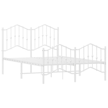 vidaXL Bed Frame | White | Powder-Coated Steel | Small Double | Bed Frame