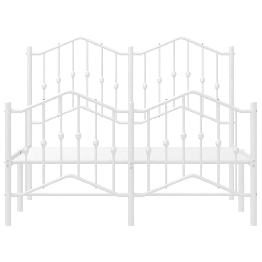vidaXL Bed Frame | White | Powder-Coated Steel | Small Double | Bed Frame