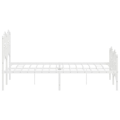 vidaXL Bed Frame | White | Powder-Coated Steel | Small Double | Bed Frame