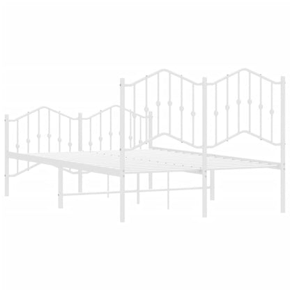 vidaXL Bed Frame | White | Powder-Coated Steel | Small Double | Bed Frame