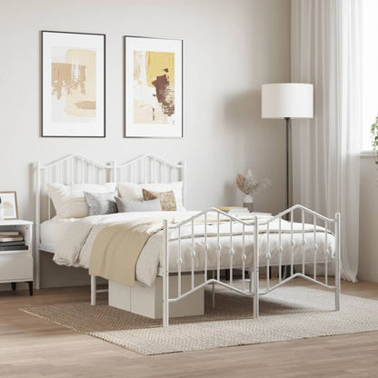vidaXL Bed Frame | White | Powder-Coated Steel | Small Double | Bed Frame