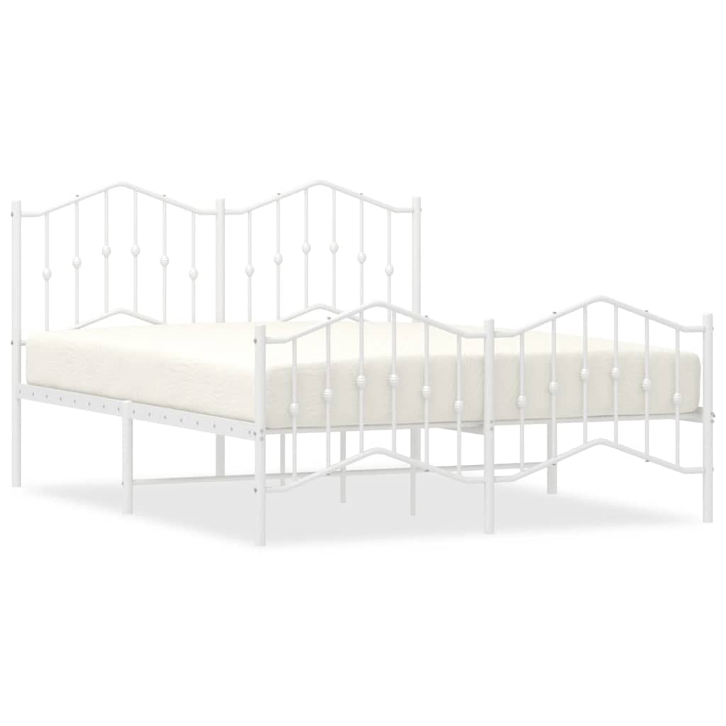 vidaXL Bed Frame | White | Powder-Coated Steel | 135x190 cm | Bed Frame