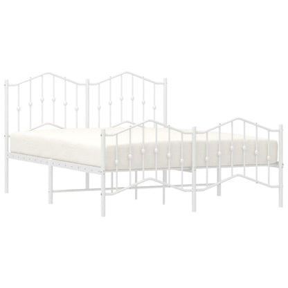 vidaXL Bed Frame | White | Powder-Coated Steel | 135x190 cm | Bed Frame