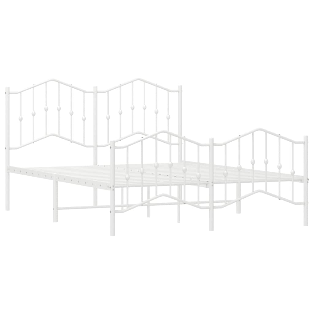 vidaXL Bed Frame | White | Powder-Coated Steel | 135x190 cm | Bed Frame