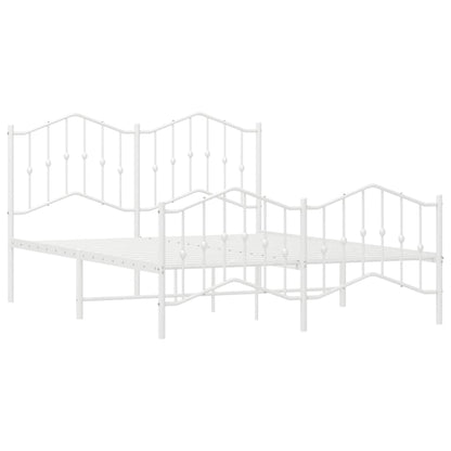 vidaXL Bed Frame | White | Powder-Coated Steel | 135x190 cm | Bed Frame