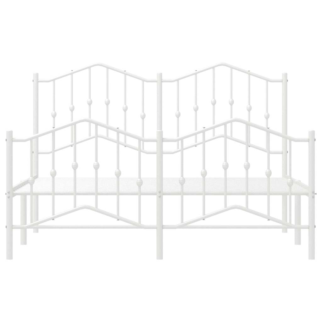 vidaXL Bed Frame | White | Powder-Coated Steel | 135x190 cm | Bed Frame