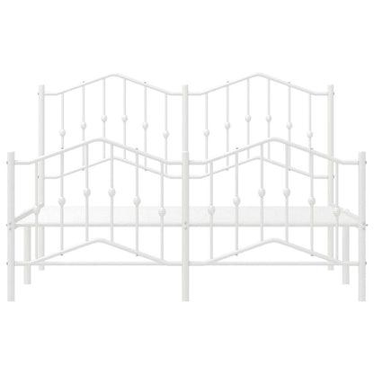 vidaXL Bed Frame | White | Powder-Coated Steel | 135x190 cm | Bed Frame
