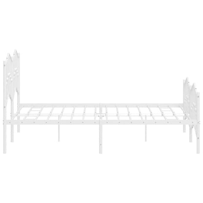 vidaXL Bed Frame | White | Powder-Coated Steel | 135x190 cm | Bed Frame