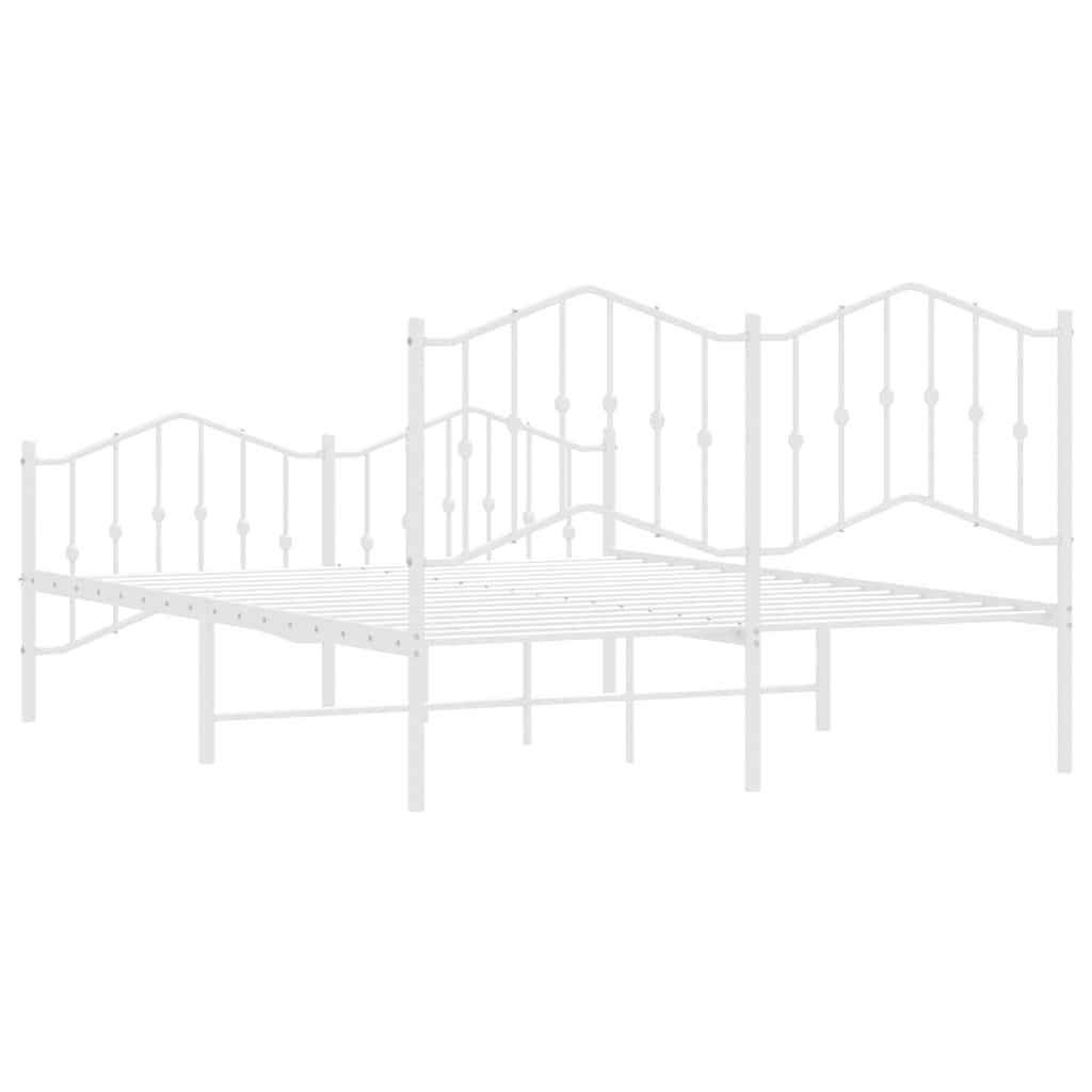 vidaXL Bed Frame | White | Powder-Coated Steel | 135x190 cm | Bed Frame