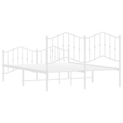 vidaXL Bed Frame | White | Powder-Coated Steel | 135x190 cm | Bed Frame