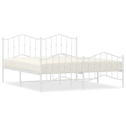 vidaXL Metal Bed Frame without Mattress with Footboard White 183x213cm