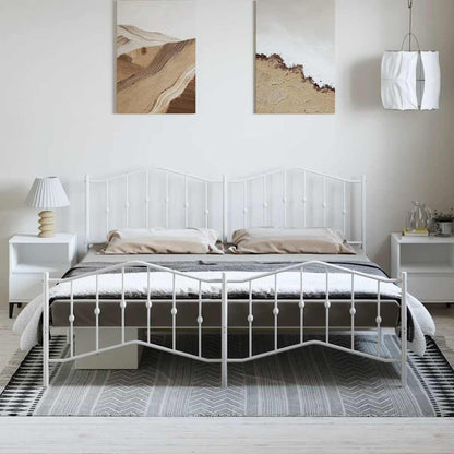 vidaXL Metal Bed Frame without Mattress with Footboard White 183x213cm