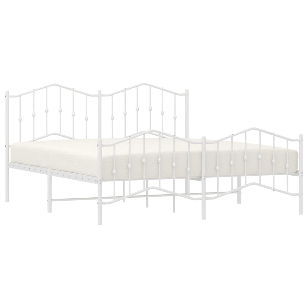 vidaXL Metal Bed Frame without Mattress with Footboard White 183x213cm