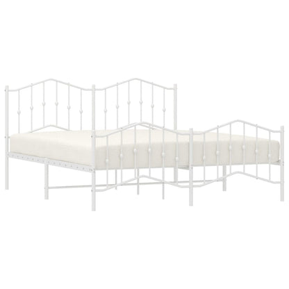 vidaXL Metal Bed Frame without Mattress with Footboard White 183x213cm