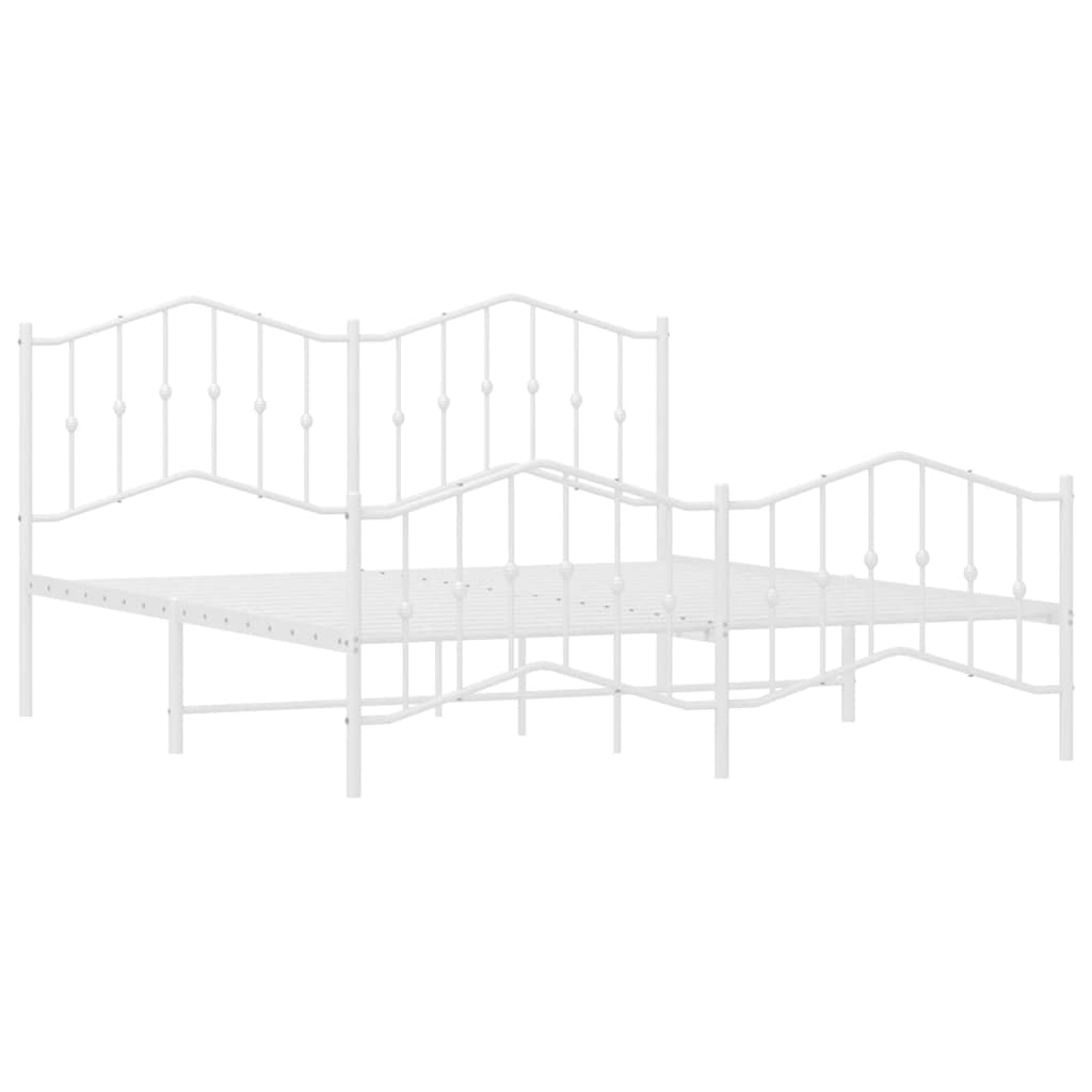 vidaXL Metal Bed Frame without Mattress with Footboard White 183x213cm