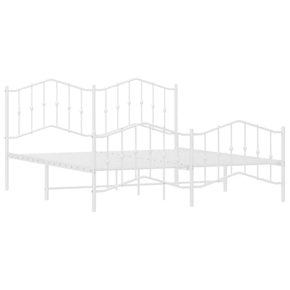 vidaXL Metal Bed Frame without Mattress with Footboard White 183x213cm
