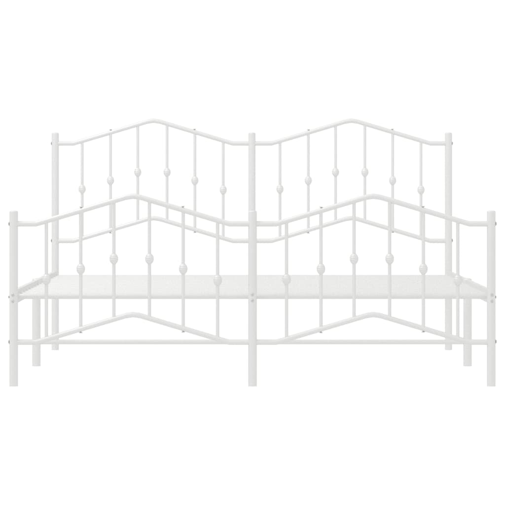 vidaXL Metal Bed Frame without Mattress with Footboard White 183x213cm