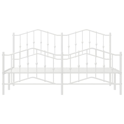 vidaXL Metal Bed Frame without Mattress with Footboard White 183x213cm