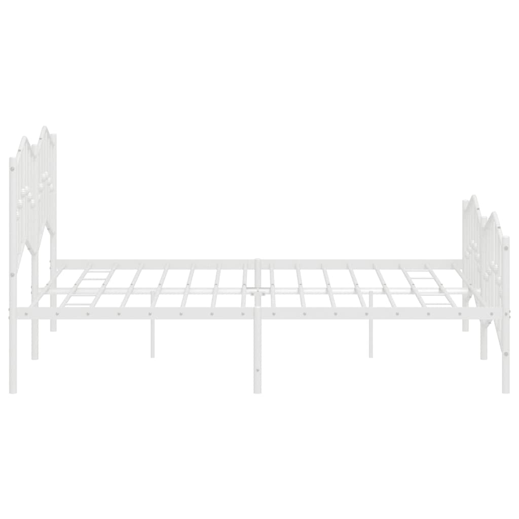 vidaXL Metal Bed Frame without Mattress with Footboard White 183x213cm