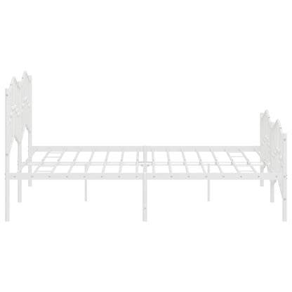 vidaXL Metal Bed Frame without Mattress with Footboard White 183x213cm