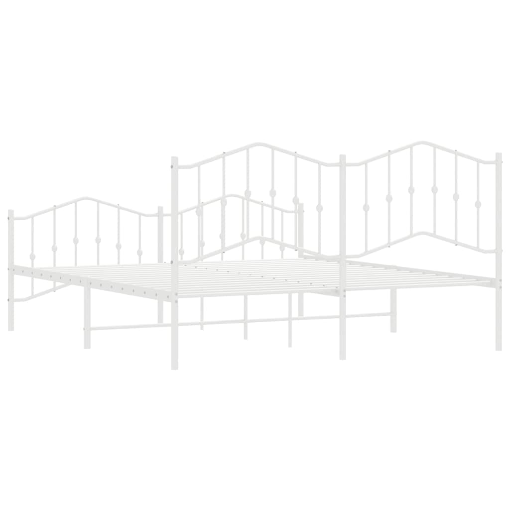 vidaXL Metal Bed Frame without Mattress with Footboard White 183x213cm