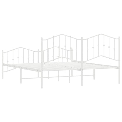 vidaXL Metal Bed Frame without Mattress with Footboard White 183x213cm