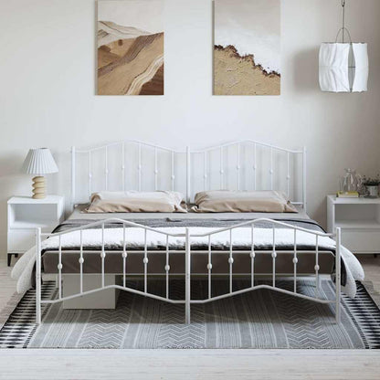 vidaXL Metal Bed Frame without Mattress with Footboard White 193x203cm