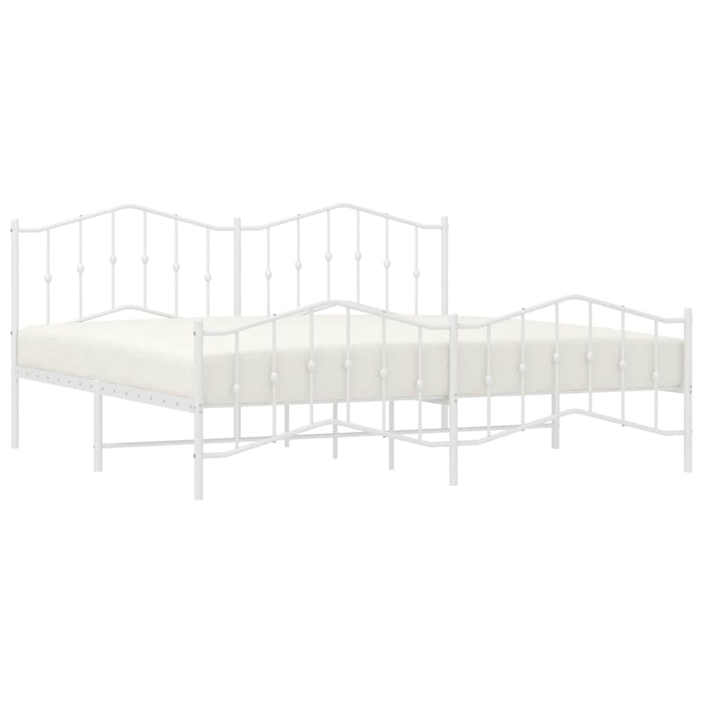vidaXL Metal Bed Frame without Mattress with Footboard White 193x203cm