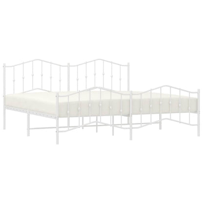 vidaXL Metal Bed Frame without Mattress with Footboard White 193x203cm