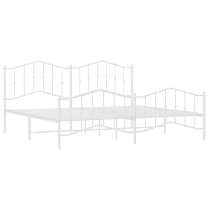 vidaXL Metal Bed Frame without Mattress with Footboard White 193x203cm