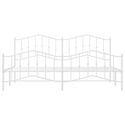 vidaXL Metal Bed Frame without Mattress with Footboard White 193x203cm