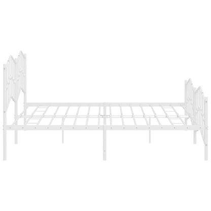 vidaXL Metal Bed Frame without Mattress with Footboard White 193x203cm